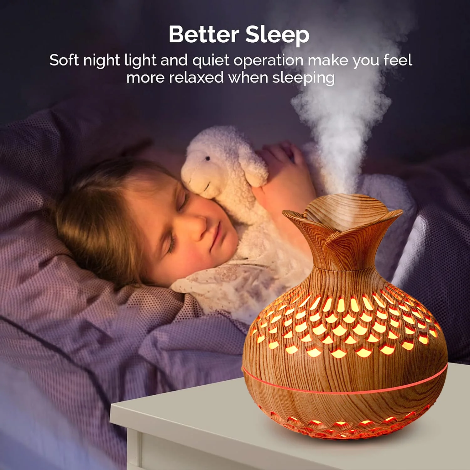 Humidifier for Room Home Cool Mist 600 Sq Ft Water with Night Light Bedroom Humidifiers Small Bohemia Crystal Ball Mood Light - Imagen 4